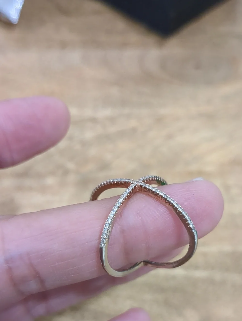 Elegant Crisscross Pave Ring - Sterling Silver